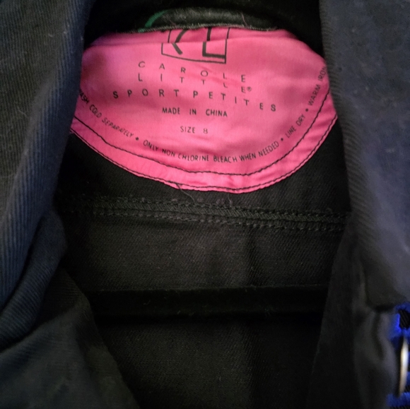 📣 Vintage 90s Carole Little Petites Cropped🌈 Embroidery 🖤 Denim Jacket 8P 😍 - Picture 4 of 6